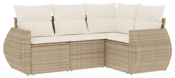 4 részes bézs polyrattan kerti ülőgarnitúra párnákkal