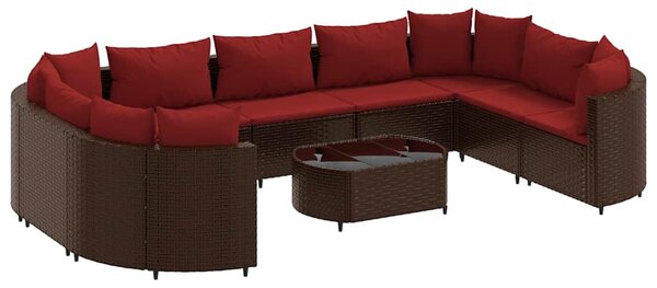 10 részes barna polyrattan kerti ülőgarnitúra párnákkal