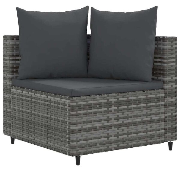 10 részes szürke polyrattan kerti ülőgarnitúra párnákkal