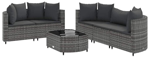 6 részes szürke polyrattan kerti ülőgarnitúra párnákkal