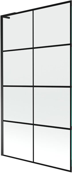 Mexen Next L kádparaván, 1-szárnyas, 100 x 150 cm, fekete rácsos, fekete - 895-100-000-03-77-70