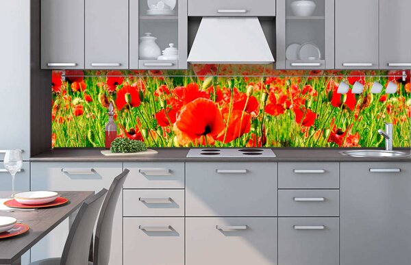 Konyhai fotótapéta - piros mák 260 x 60 cm