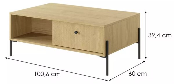Dohányzóasztal tölgy dekorációban SCANDI 2S