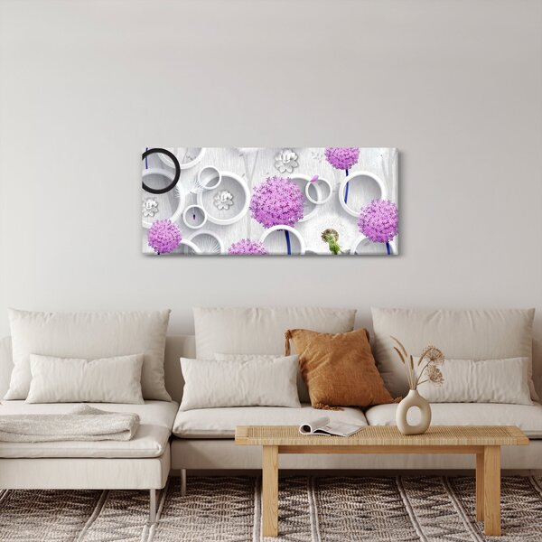 Kép a 3D absztrakció körökkel és virágokkal (120x50 cm)