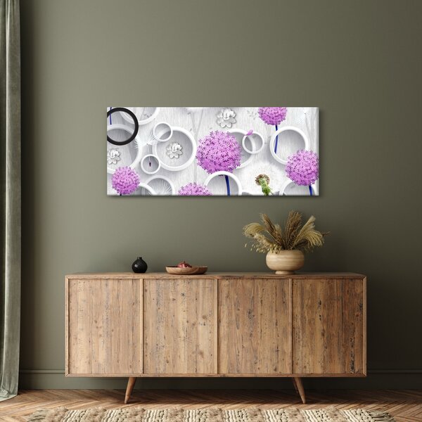 Kép a 3D absztrakció körökkel és virágokkal (120x50 cm)