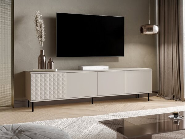 TV-állvány Tempus, Közepes sűrűségű farostlemez, Laminált forgácslap, 54x200x40cm, Kasmír, Fekete