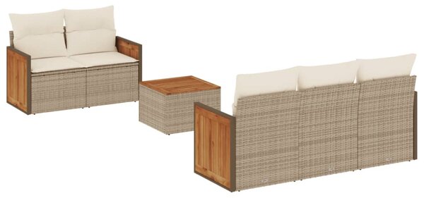 6 részes bézs polyrattan kerti ülőgarnitúra párnával