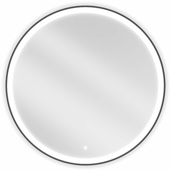 Mexen Esso kivilágított, kör alakú fürdőszobai tükör, 90 cm, LED 6000K, páramentes, fekete keret - 9825-090-090-611-70