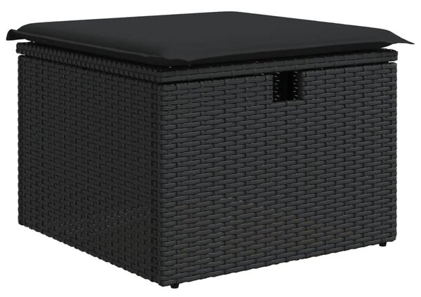 8 részes fekete polyrattan kerti ülőgarnitúra párnákkal