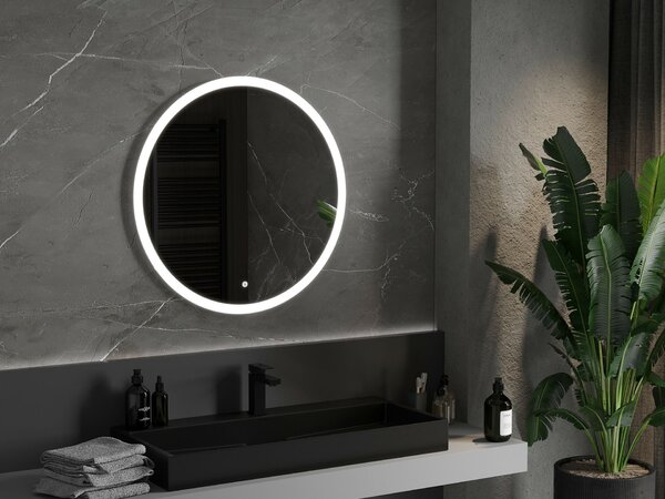 Mexen Oro megvilágított, kerek 80 cm-es fürdőszobai tükör, LED 6000K, páramentesítő - 9824-080-080-611-00