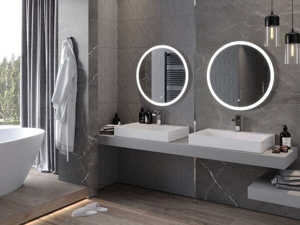 Mexen Oro kivilágított fürdőszobai tükör, kerek 70 cm, LED 6000K, páramentesítés - 9824-070-070-611-00