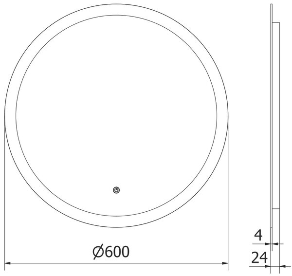 Mexen Oro megvilágított fürdőszobai tükör, kerek 60 cm, LED 6000K, páramentesítő - 9824-060-060-611-00