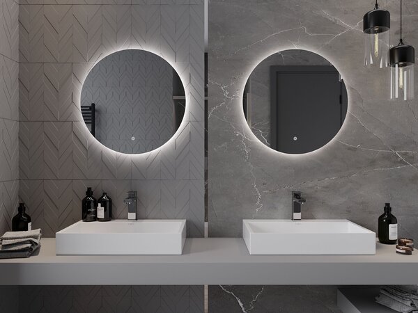 Mexen Erg megvilágított fürdőszobai tükör, kerek 60 cm, LED 6000K, páramentesítő - 9823-060-060-611-00
