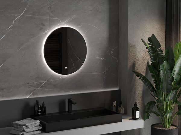 Mexen Erg megvilágított fürdőszobai tükör, kerek 60 cm, LED 6000K, páramentesítő - 9823-060-060-611-00