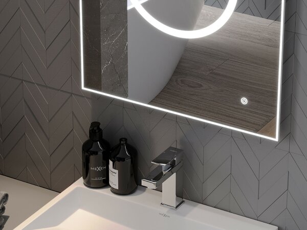 Mexen Koga 80 x 60 cm-es, LED 6000K, páramentes fürdőszobai tükör világítással - 9821-080-060-611-00