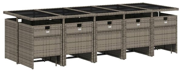15 részes szürke polyrattan kerti étkezőgarnitúra párnákkal