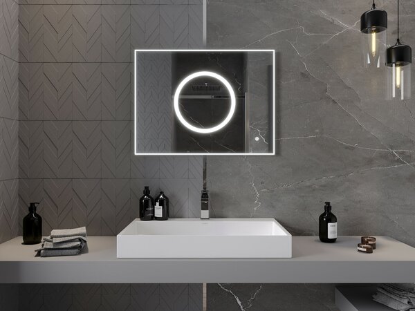 Mexen Koga 80 x 60 cm-es, LED 6000K, páramentes fürdőszobai tükör világítással - 9821-080-060-611-00