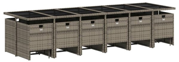 17 részes szürke polyrattan kerti étkezőgarnitúra párnával