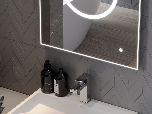 Mexen Koga LED világítású fürdőszobai tükör 50 x 70 cm, 6000K, páramentesítő - 9821-050-070-611-00