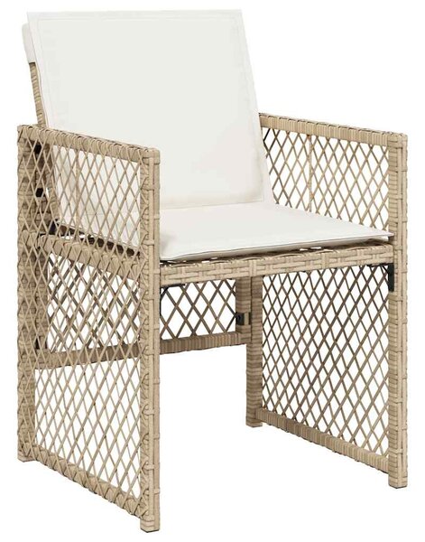 5 részes bézs polyrattan kerti étkezőgarnitúra párnákkal