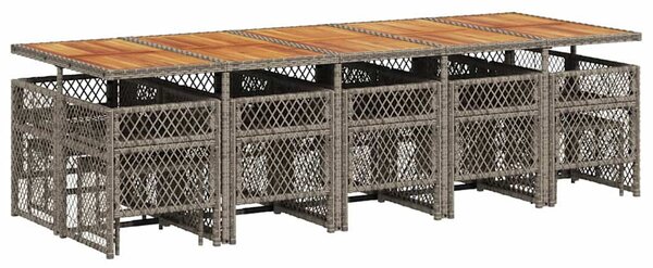 15 részes szürke polyrattan kerti étkezőgarnitúra párnákkal