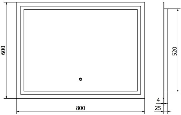 Mexen Miko fürdőszobai megvilágított tükör 80 x 60 cm, LED 6000K, páramentes - 9819-080-060-611-00