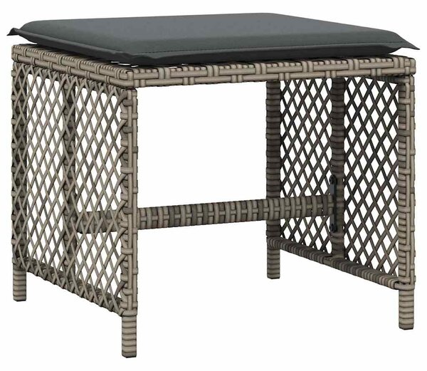 11 részes szürke polyrattan kerti ülőgarnitúra párnákkal