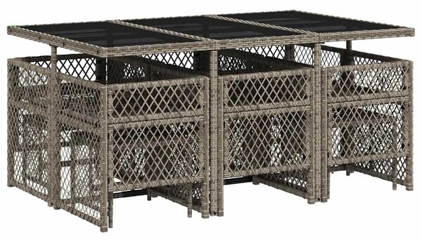 11 részes szürke polyrattan kerti ülőgarnitúra párnákkal