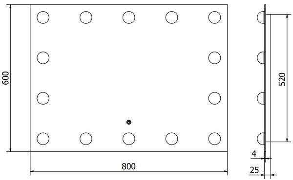Mexen Dona LED-es megvilágított fürdőszobai tükör, 80 x 60 cm, 6000K, páramentesítő - 9818-080-060-611-00
