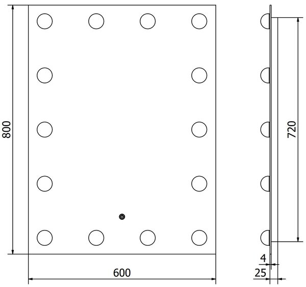 Mexen Dona megvilágított fürdőszobai tükör 60 x 80 cm, LED 6000K, páramentes - 9818-060-080-611-00