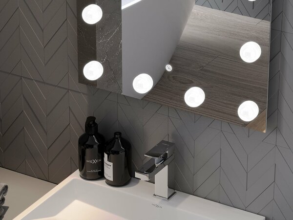 Mexen Dona megvilágított fürdőszobai tükör 60 x 80 cm, LED 6000K, páramentes - 9818-060-080-611-00