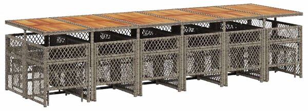17 részes szürke polyrattan kerti étkezőgarnitúra párnával