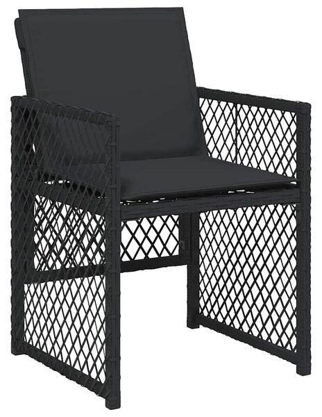 15 részes fekete polyrattan kerti étkezőgarnitúra párnákkal
