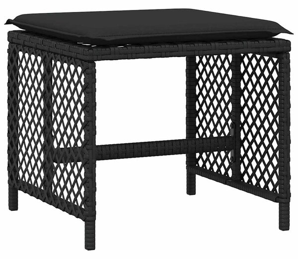 15 részes fekete polyrattan kerti étkezőgarnitúra párnákkal