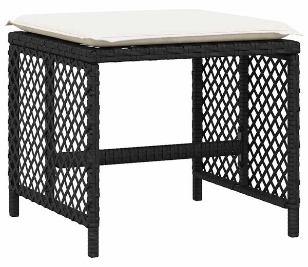 11 részes fekete polyrattan kerti étkezőgarnitúra párnákkal