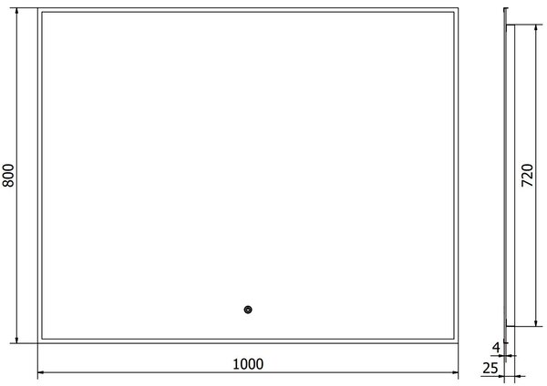 Mexen Erma megvilágított fürdőszobai tükör 100 x 80 cm, LED 6000K, párásodásmentes, fekete keret - 9814-100-080-611-70