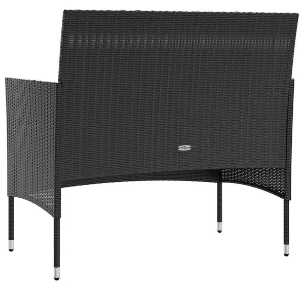 8 részes fekete polyrattan kerti ülőgarnitúra párnákkal