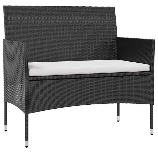 8 részes fekete polyrattan kerti ülőgarnitúra párnákkal