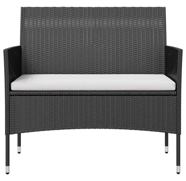 8 részes fekete polyrattan kerti ülőgarnitúra párnákkal