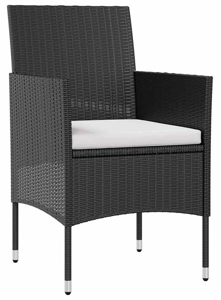 8 részes fekete polyrattan kerti ülőgarnitúra párnákkal
