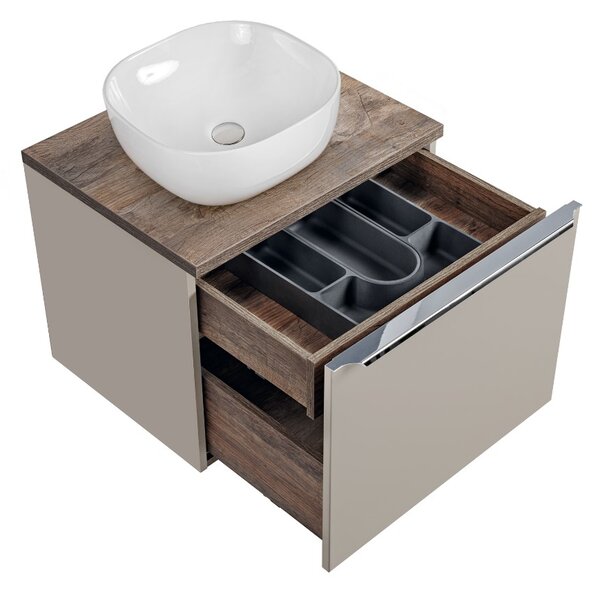Fürdőszoba szekrény mosdóval és munkalappal SANTA Fe Taupe DU60/1 | 60 cm