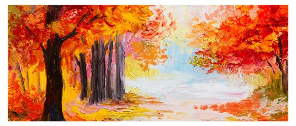 Kép - olajfestmény, színes ősz (120x50 cm)