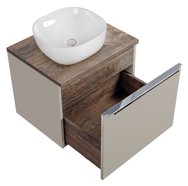 Fürdőszoba szekrény mosdóval és munkalappal SANTA Fe Taupe DU60/1 | 60 cm