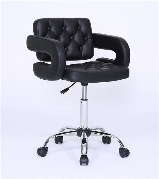 HC8403K Fekete modern műbőr szék krómozott lábbal