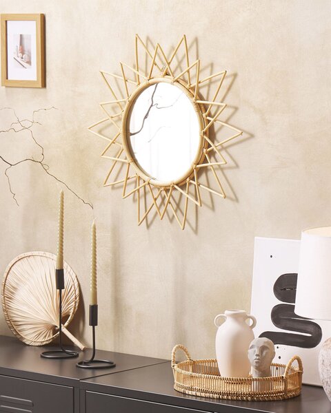 Falitükör AROEK 61 cm 61 cm Rattan Természetes