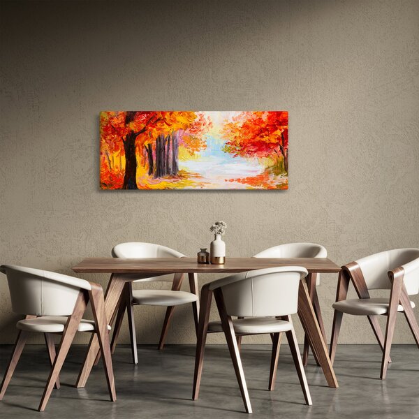 Kép - olajfestmény, színes ősz (120x50 cm)