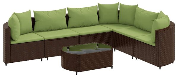 7 részes barna polyrattan kerti ülőgarnitúra párnákkal