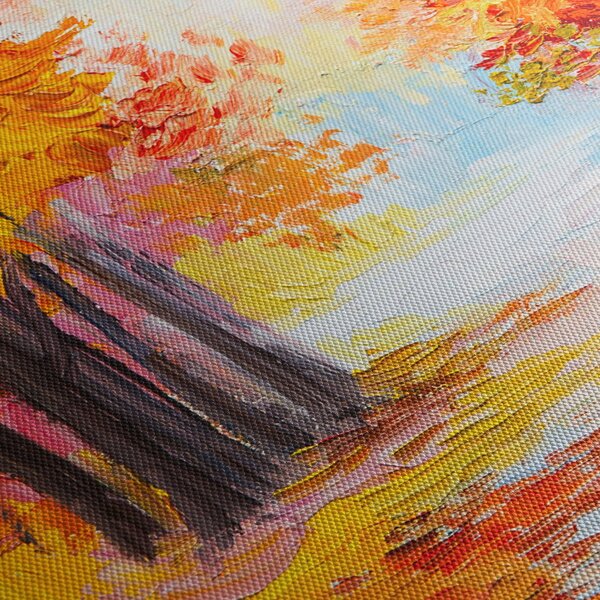Kép - olajfestmény, színes ősz (120x50 cm)
