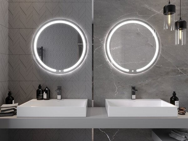 Mexen Rose megvilágított fürdőszobai tükör, kerek 70 cm, LED 6000K, páramentes - 9810-070-070-611-00