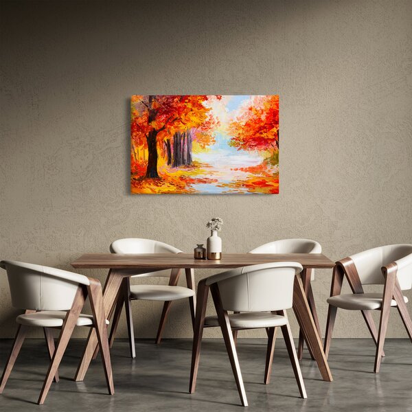 Kép - olajfestmény, színes ősz (90x60 cm)